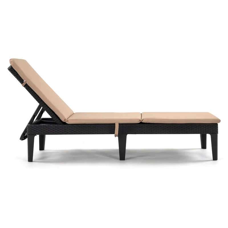 Kudde till solstol Jaipur, färg beige, tyg S-550 melange, storlek 190x60 cm, två fästsystem, vattentät, kan tvättas i sin helhet, melange S-21, 3 stycken