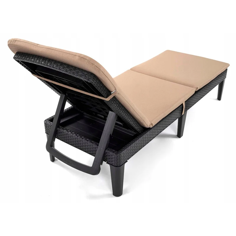 Kudde till solstol Jaipur, färg beige, tyg S-550 melange, storlek 190x60 cm, två fästsystem, vattentät, kan tvättas i sin helhet, melange S-21, 3 stycken