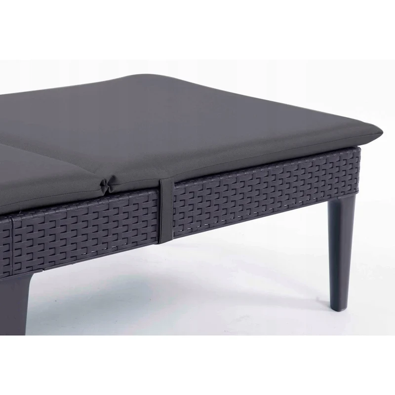 Kudde till solstol Jaipur, färg mörkgrå, tyg S-500, storlek 190x60 cm, två fästsystem, vattentät, kan tvättas i sin helhet, S-49, 2 stycken