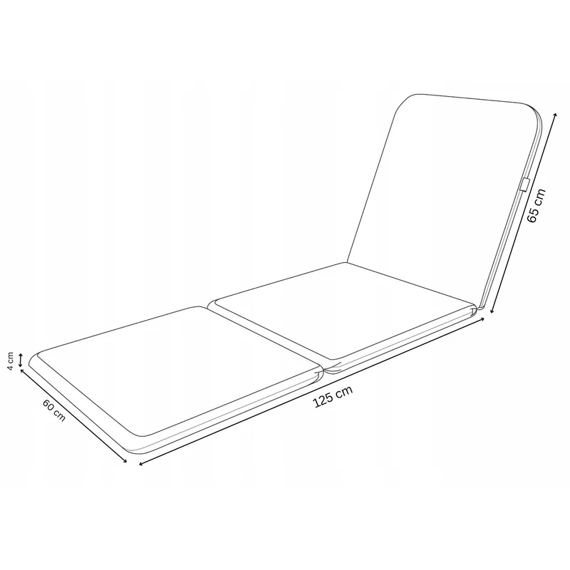 Kudde till solstol Jaipur, färg mörkgrå, tyg S-500, storlek 190x60 cm, två fästsystem, vattentät, kan tvättas i sin helhet, S-49, 2 stycken