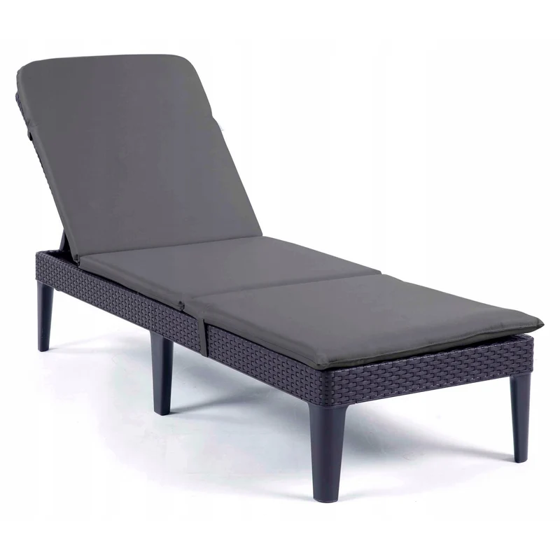 Kudde till solstol Jaipur, mörkgrå, tyg S-500, storlek 190x60 cm, två fästsystem, vattentät, kan tvättas i sin helhet, S-49, 3 stycken
