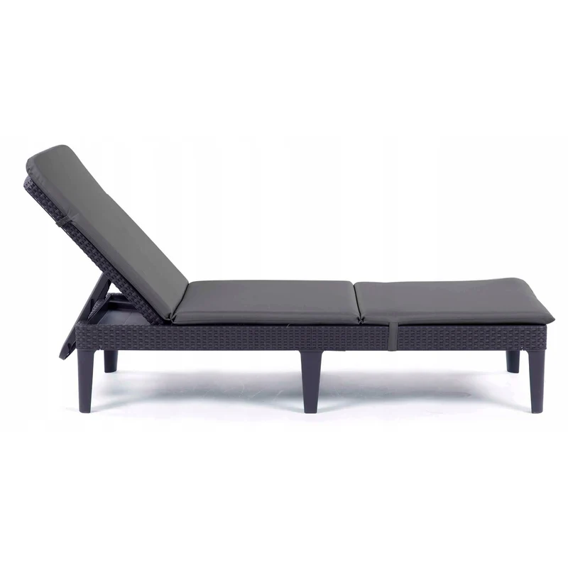 Kudde till solstol Jaipur, mörkgrå, tyg S-500, storlek 190x60 cm, två fästsystem, vattentät, kan tvättas i sin helhet, S-49, 3 stycken