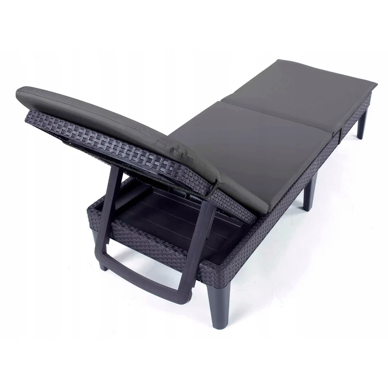 Kudde till solstol Jaipur, mörkgrå, tyg S-500, storlek 190x60 cm, två fästsystem, vattentät, kan tvättas i sin helhet, S-49, 3 stycken