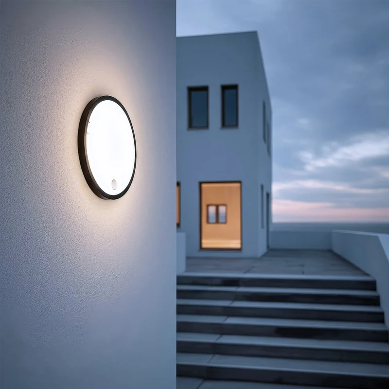 LED-lampa med rörelsesensor Maclean, PIR-sensor, svart, 10 W, IP65, 1000 lm, neutral färg, MCE525 B