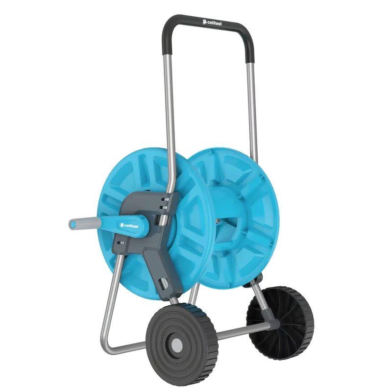Slangvagn Cellfast Aluplus 1/2" 60 m + trädgårdsslang Cellfast Economic 1/2" 25 m + set med rak sprinkler Cellfast Basic 1/2"