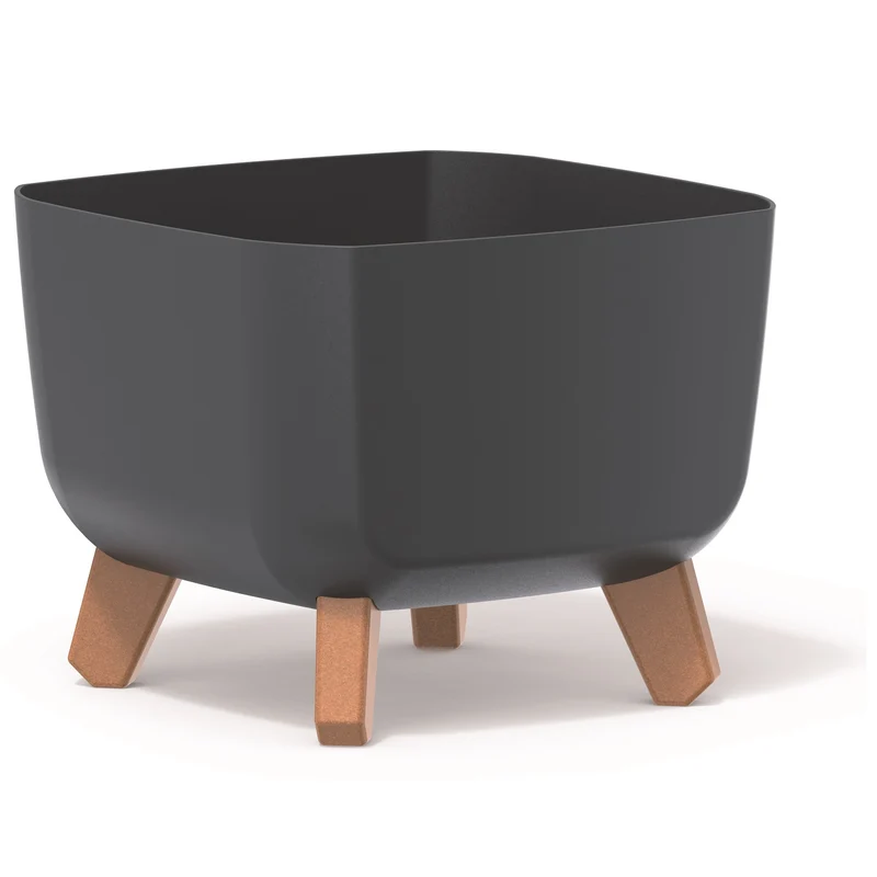 Prosperplast Gracia Square Blomkruka Med Avtagbara Ben Inkl. Insats För Inomhus Och Utomhusbruk Square Planter Plastic UV-beständig 24x24x18,7cm Antracit