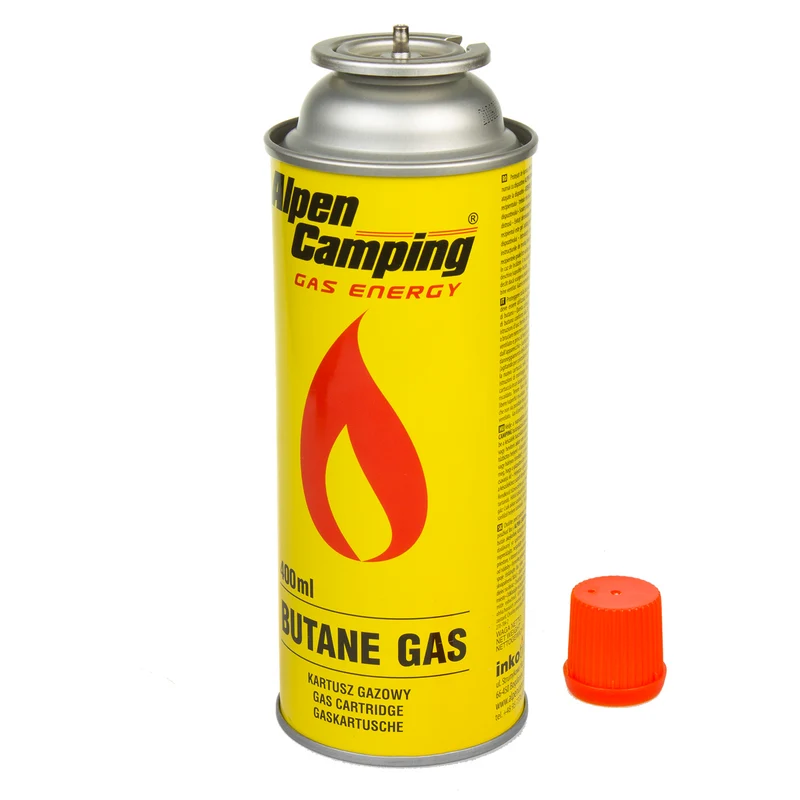 Alpen Camping patronbrännare, flamtemperatur 1350 grader C, piezotändning, flamkontroll, VULCANO + 4 patroner