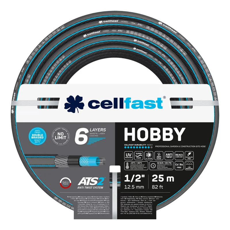 Slangvagn Cellfast Aluplus 1/2" 60 m + trädgårdsslang Cellfast Hobby ATS2 1/2" 25 m
