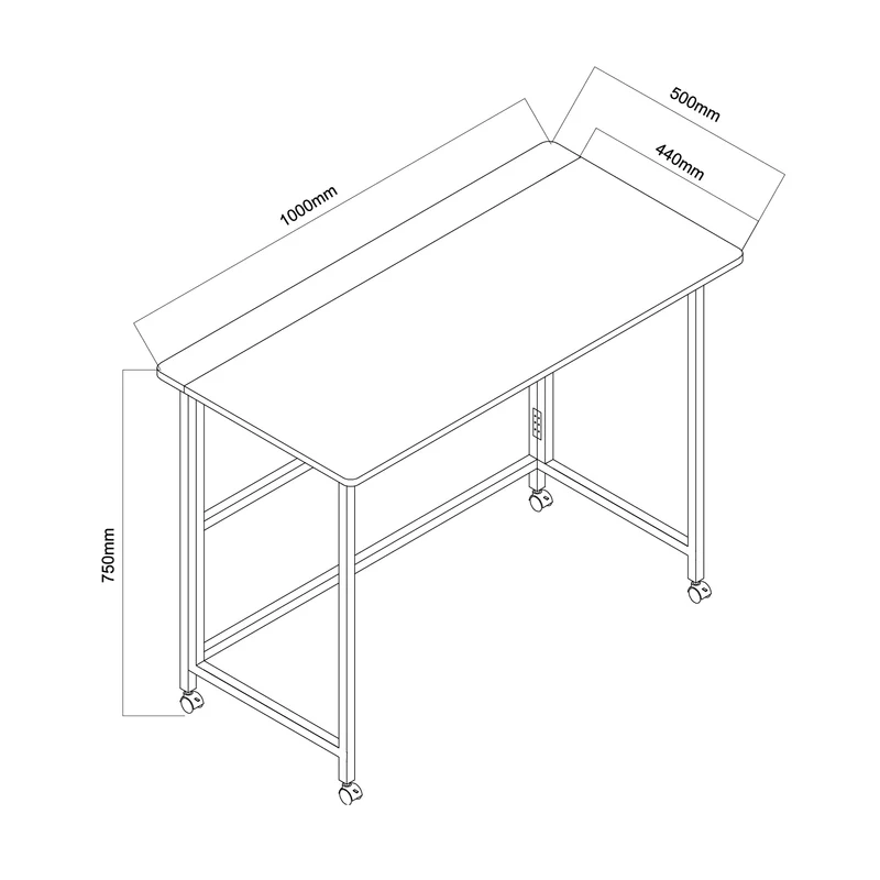 Maclean fällbart bord skrivbord, svart, mobil, skiva 100x50cm, max. 50kg, MC-1250 B