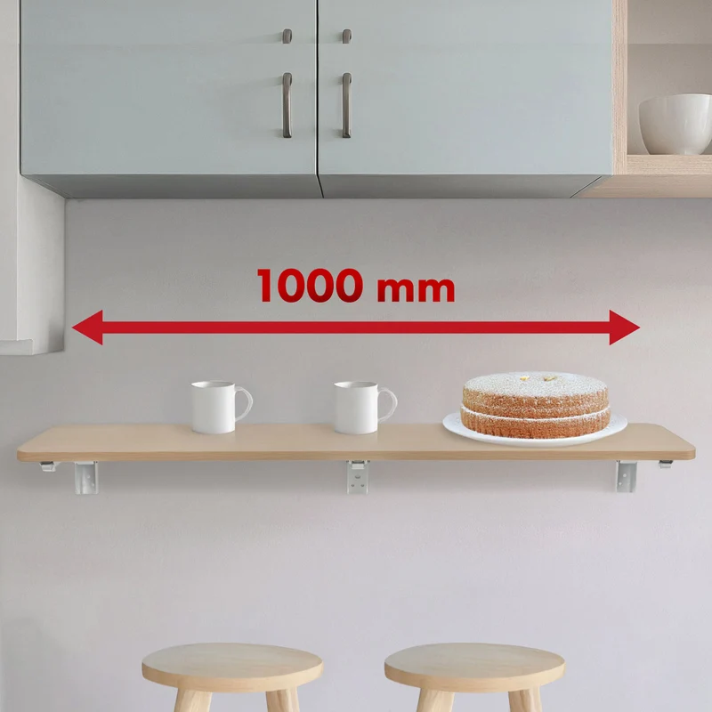 Maclean Hopfällbar hylla / bordsskiva, ljus träfärg, 100x40cm, max. 50 kg, MC-128 WD