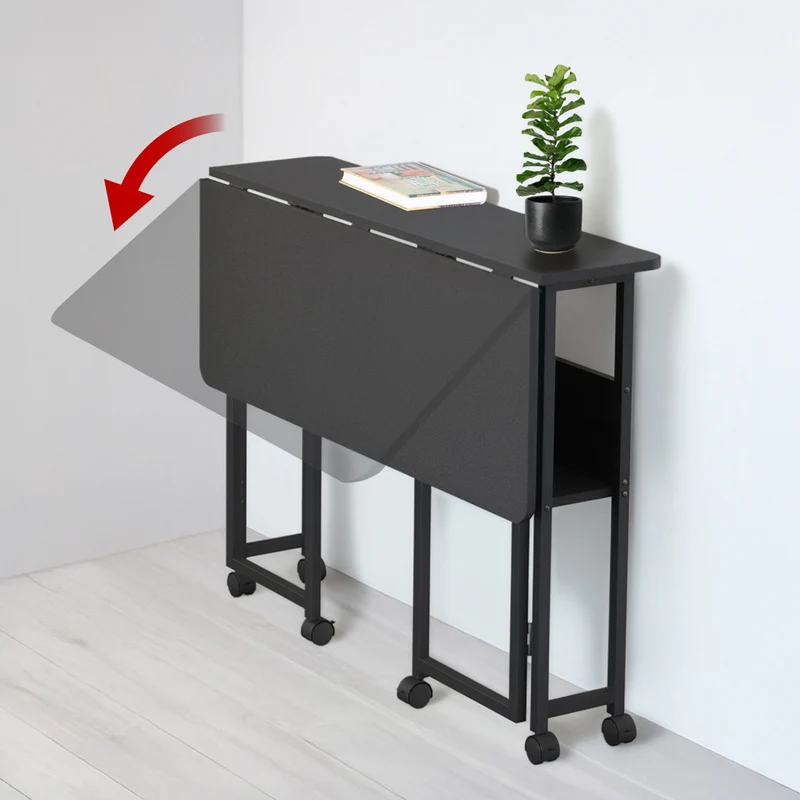 Maclean fällbart bord skrivbord, svart, mobil, skiva 100x58cm, max. 50kg, MC-126 B