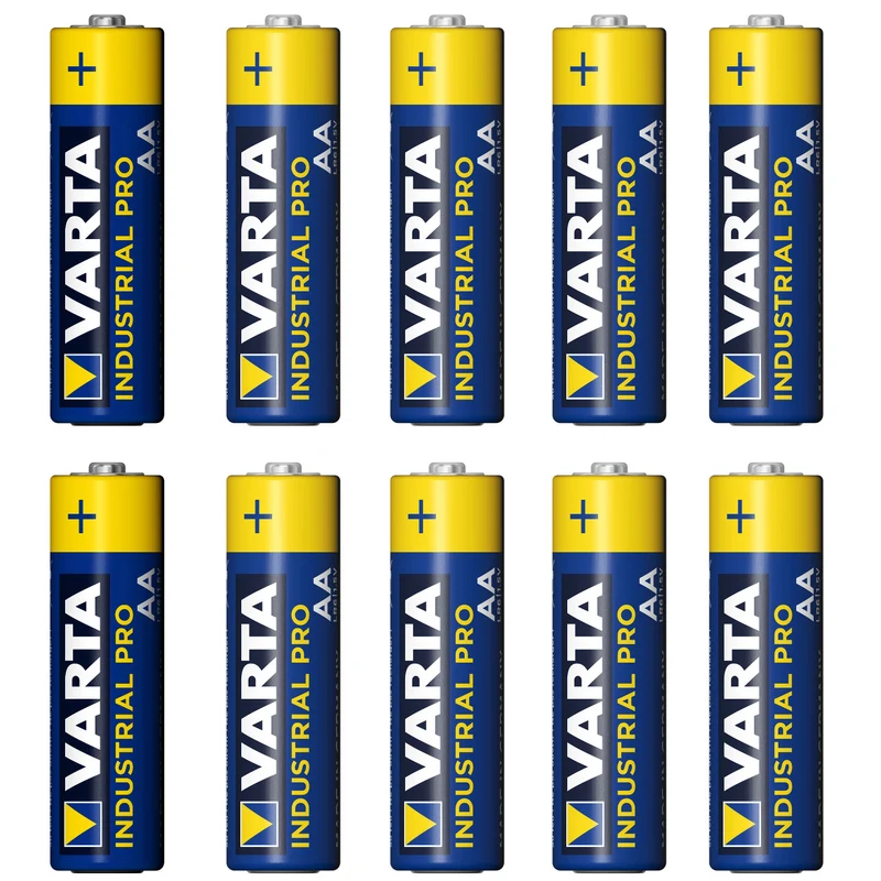 10 x KRAFTFULLA VARTA INDUSTRIAL AA alkaliska batterier 10x LR6/AA batterier Varta Industrial