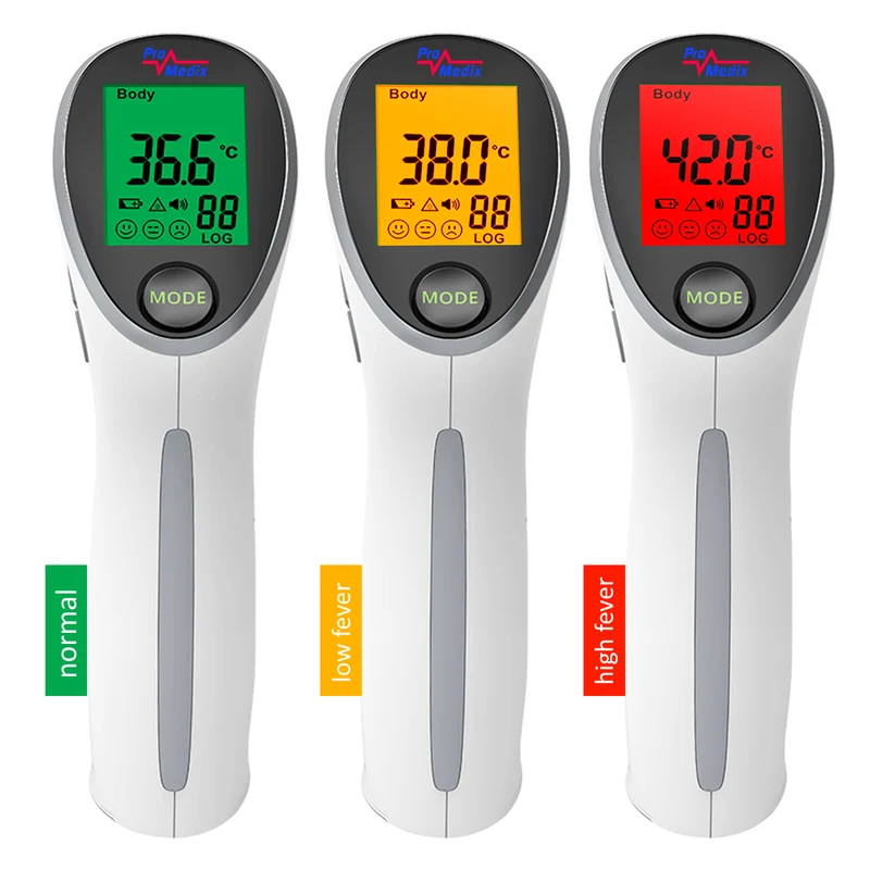Promedix PR-960 beröringsfri infraröd medicinsk termometer + 2x AAA Varta Industrial-batterier