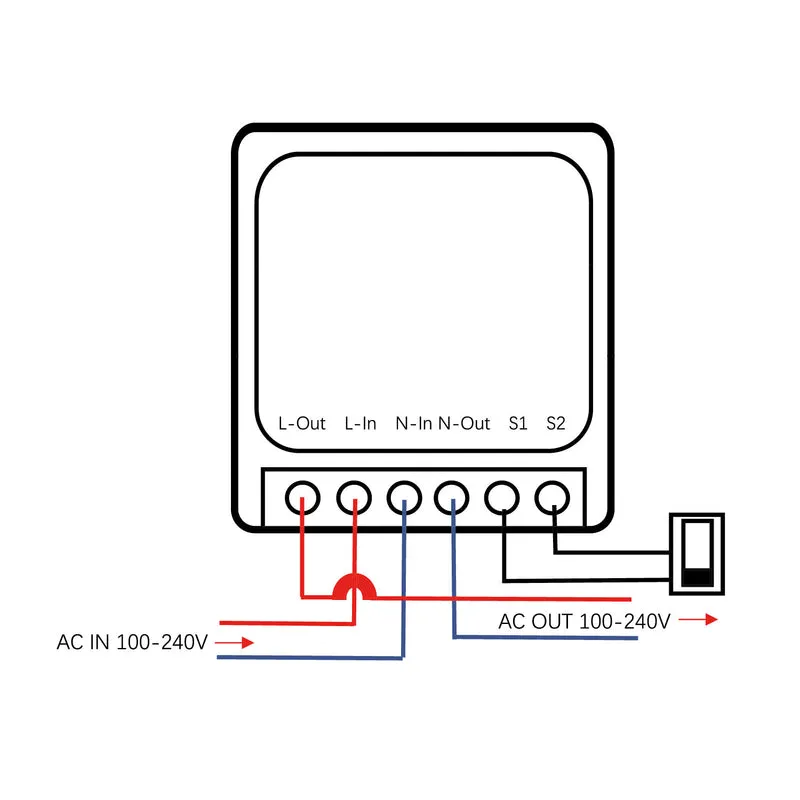 GreenBlue WiFi-relä för infälld montering, Android/iOS/Alexa/Google Home, 100–240 V växelström, 50/60 Hz, max. 16 A, för LED 150 W, GB739