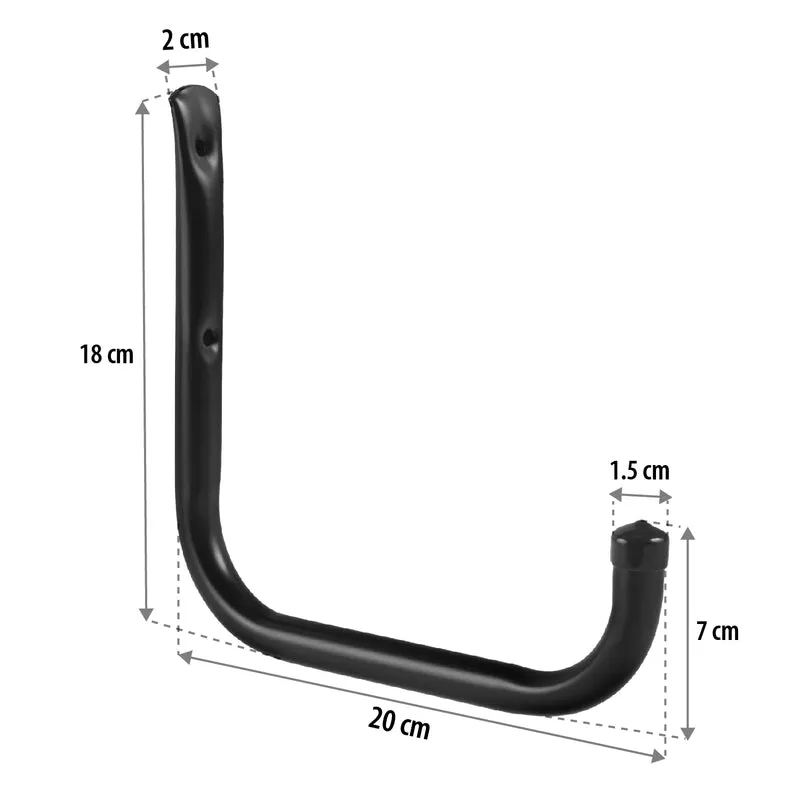 Set med 6 Maclean-väggfästen för däck, hjul, stege, cykel, i stål, max. belastning 22 kg/fäste, MC-487