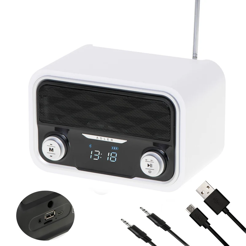Radio FM Bluetooth 1800 mAh SD USB MP3 AUX LCD Adler AD 1185