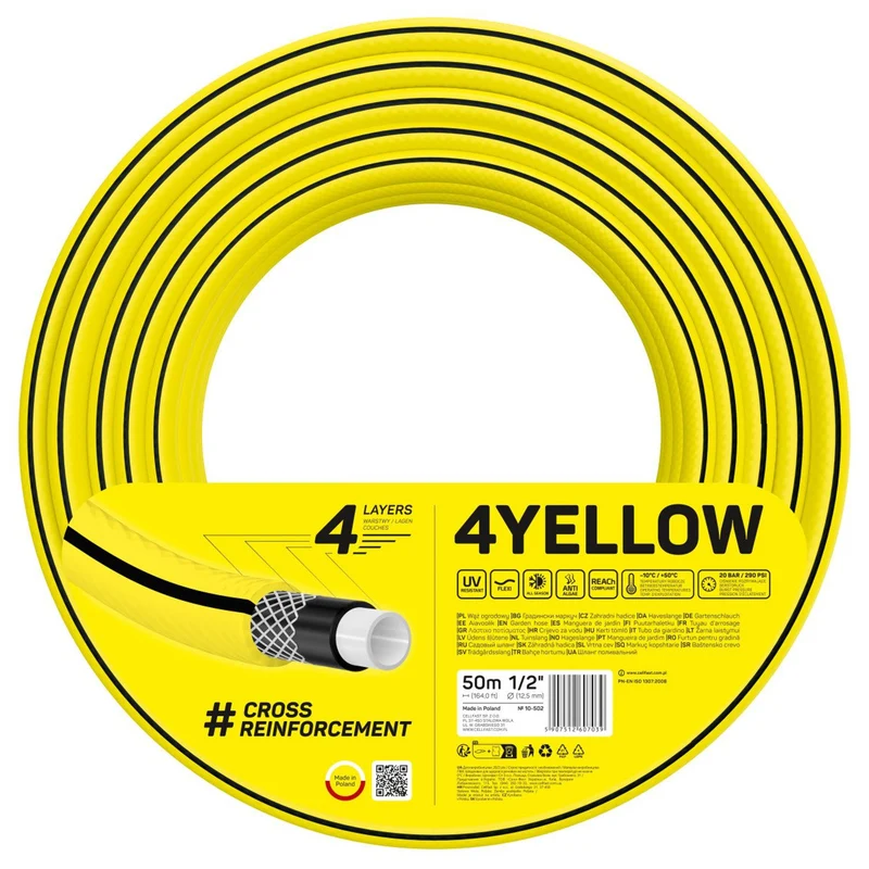CELLFAST 4YELLOW trädgårdsslang 10-502 1/2" 50m 4-lagig