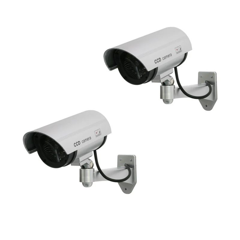 Dummy-kamera med blinkande LED IR1100 S IR utomhus, silver, 2 st