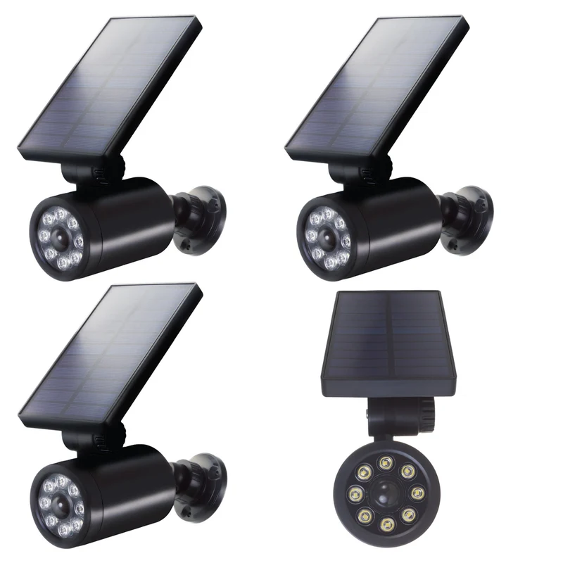 Solar dummy-kamera, blinkande LED, rörelsesensor, LED-belysning, gratis klistermärke, SOL1801S, 4 delar