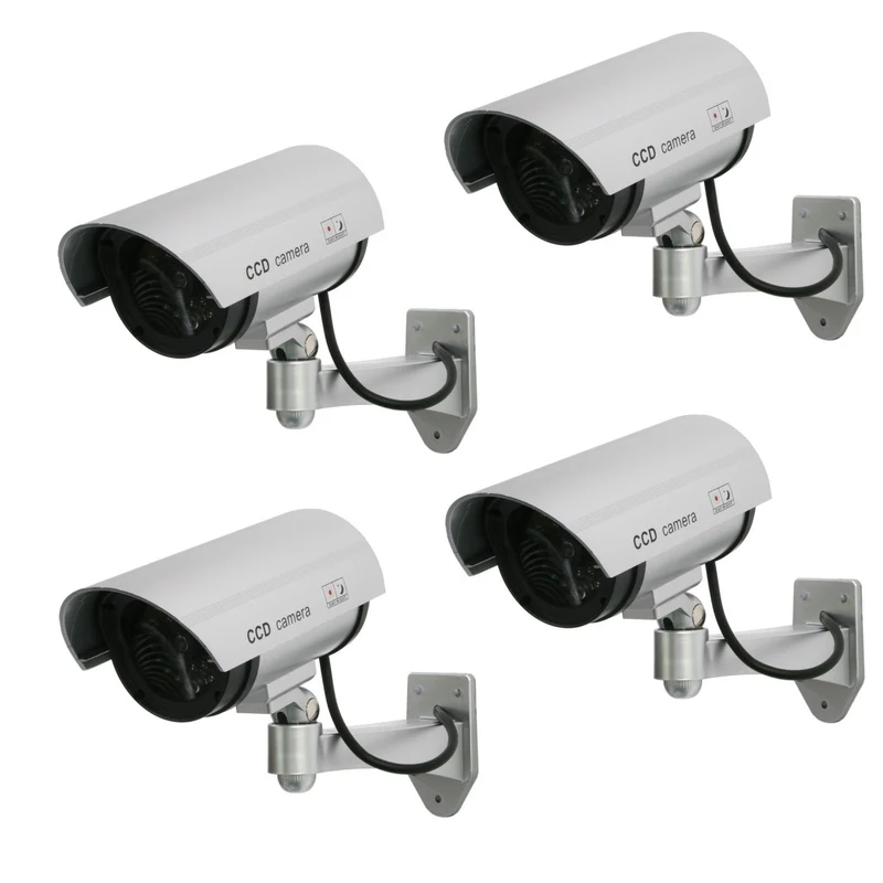 Dummy-kamera med blinkande LED IR1100 S IR utomhus, silver, 4 st
