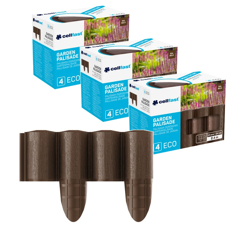 Cellfast trädgårdsstaket, träimitation, frostbeständigt, längd 7,2 m, färg brun, 34-031
