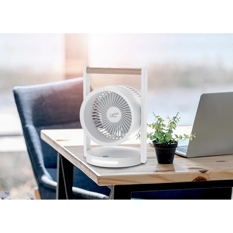 LTC trådlös bordsfläkt, nattlampa och LED-display, 5 hastighetsnivåer, 3600 mAh batteri, LXWB17