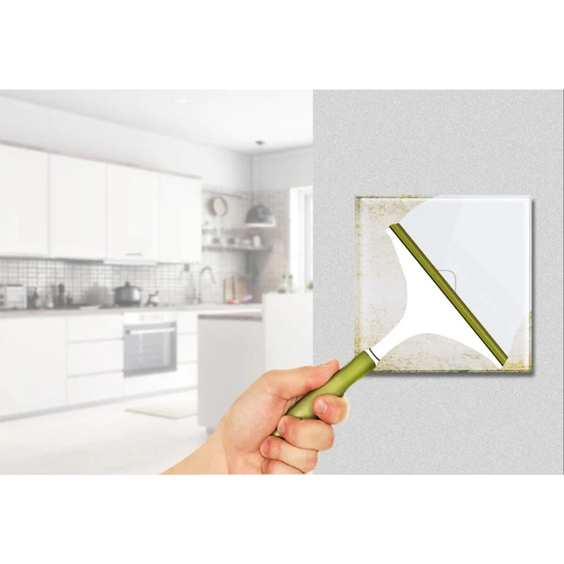 Maclean Energy MCE701W Touch-ljusbrytare, enkel, glas, vit med fyrkantig knapp, mått 86x86mm, med knappbelysning