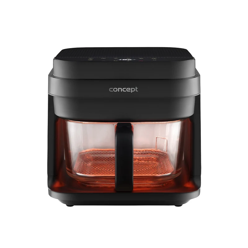 Fritös utan fett Concept Glass&Fast, kapacitet 5,5 l, 7 program, pekskärm med LED-display, hälsosam friteringsläge, glasbehållare, FR5500