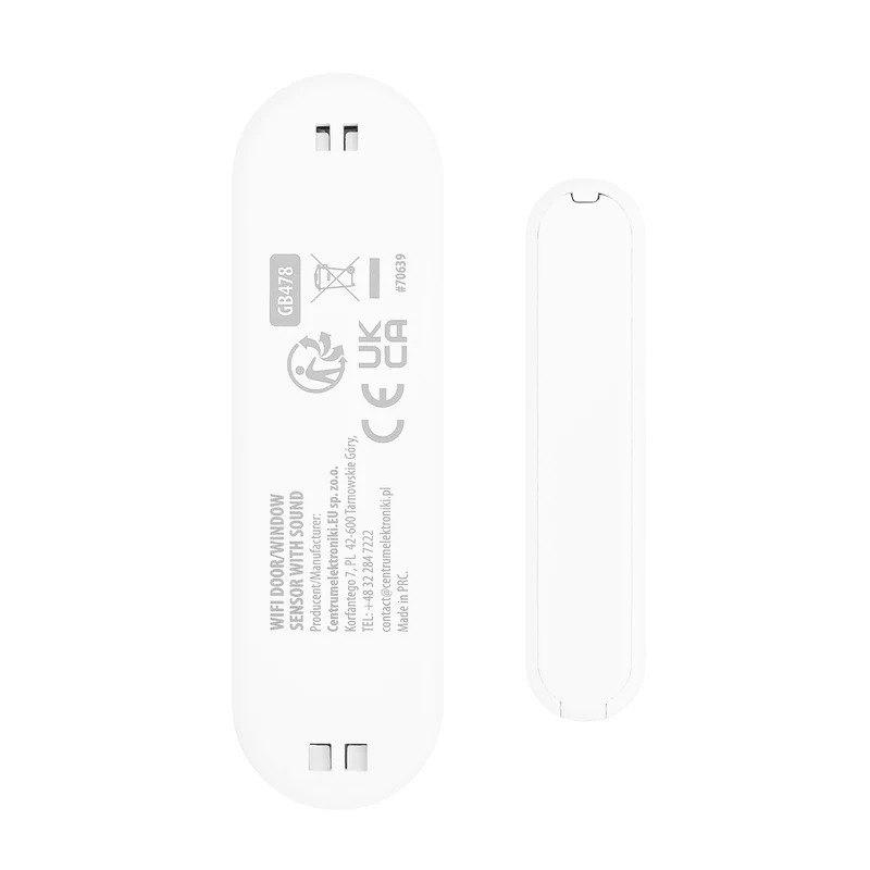 Trådlös kontaktor/öppningssensor med WiFi från GreenBlue, Android/iOS, för dörrar/fönster, 3,0 V DC, LR03x2, med larm, GB478 2 st + 4 st AAA-alkaliska batterier Varta Industrial 4003