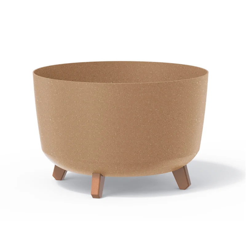 Eco Wood Blomkruka Med Avtagbara Ben Inkl. Insats För Inomhus- Och Utomhusbruk Plast UV-Beständig (390mm ECO Naturo)