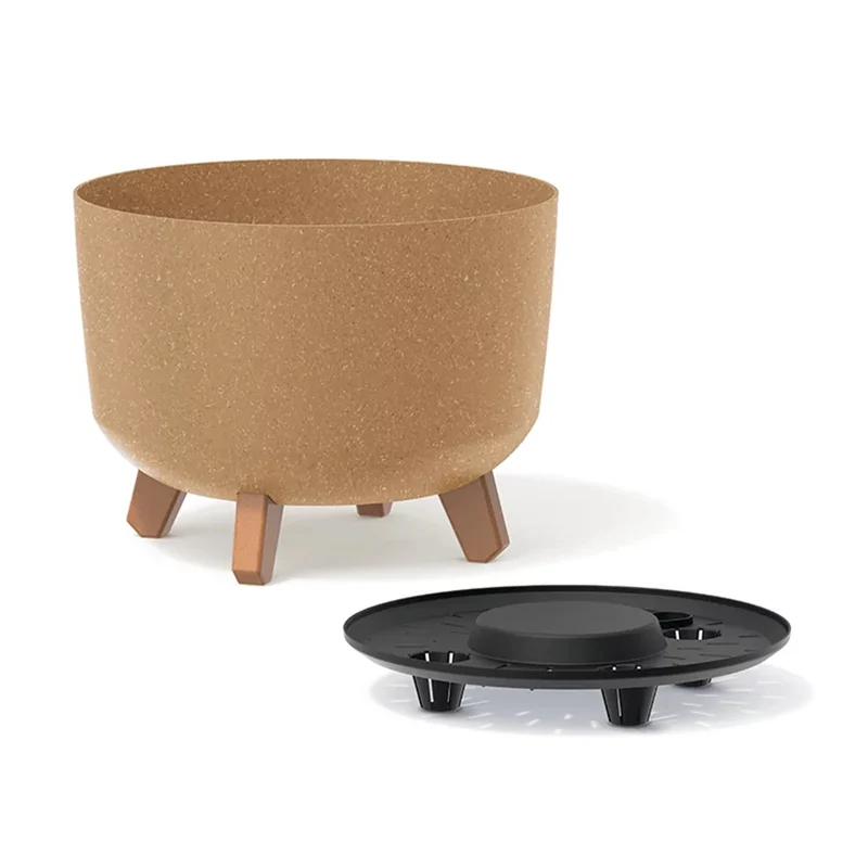 Eco Wood Blomkruka Med Avtagbara Ben Inkl. Insats För Inomhus- Och Utomhusbruk Plast UV-Beständig (390mm ECO Naturo)