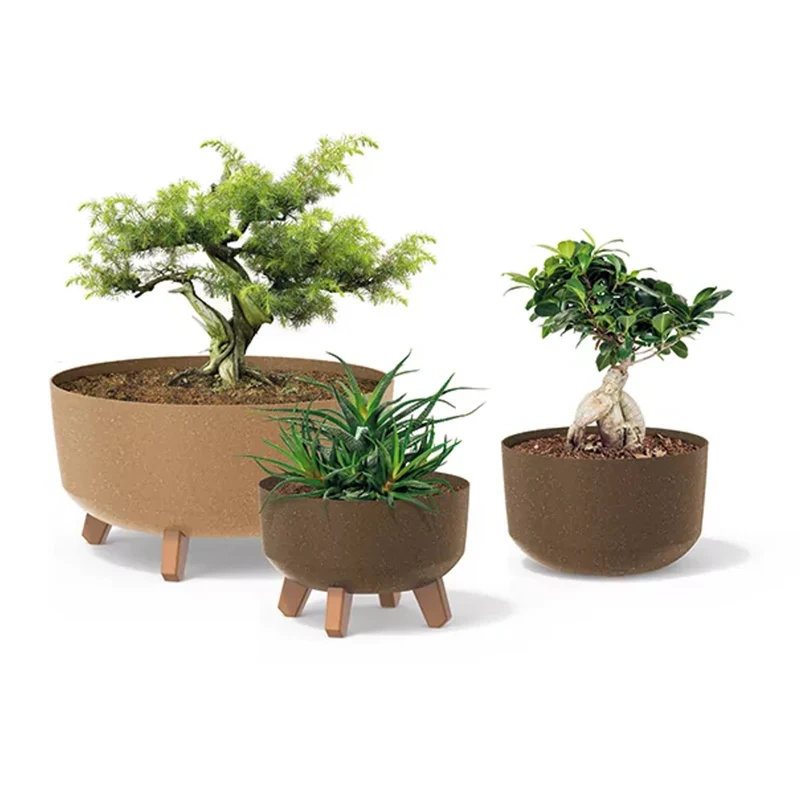 Eco Wood Blomkruka Med Avtagbara Ben Inkl. Insats För Inomhus- Och Utomhusbruk Plast UV-Beständig (390mm ECO Naturo)