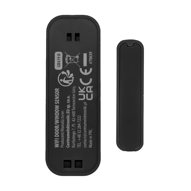 GB479 B Trådlös kontaktor/öppningssensor med WiFi från GreenBlue, Android/iOS, för dörrar/fönster, 3,0 V DC, LR03x2, GB479 B + 2 st R-03 LR03 AAA-alkaliska batterier från Varta Industrial 4003