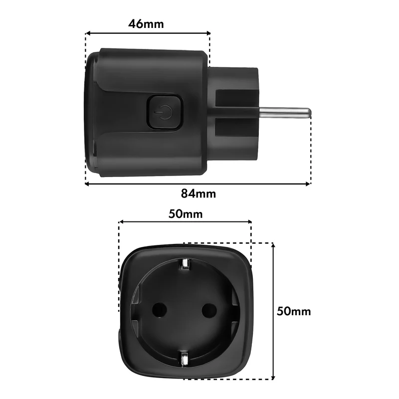 GreenBlue fjärrstyrt WiFi-uttag, Android/iOS/Alexa/Google Home, timer, effektmätare, max 16 A/3840 W, GB735 B, 3 stycken