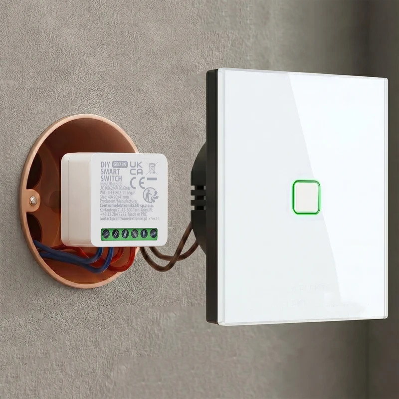 GreenBlue WiFi-relä för infälld montering, Android/iOS/Alexa/Google Home, 100–240 V AC, 50/60 Hz, max. 16 A, för LED 150 W, GB739, 3 st.