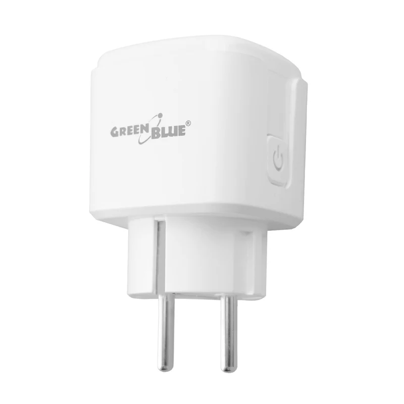 GreenBlue fjärrstyrt WiFi-uttag, Android/iOS/Alexa/Google Home, timer, effektmätare, max 16 A/3840 W, GB735 W, 3 stycken
