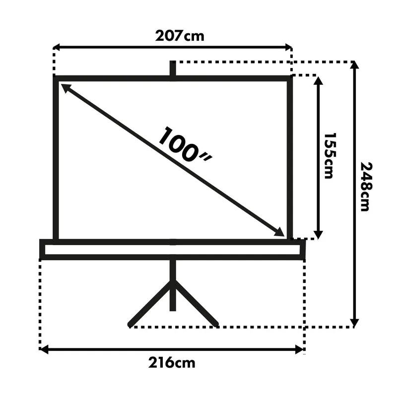 Maclean projektionsduk, diagonal 100 tum, 200x150 cm, på stativ, format 4:3, MC-595