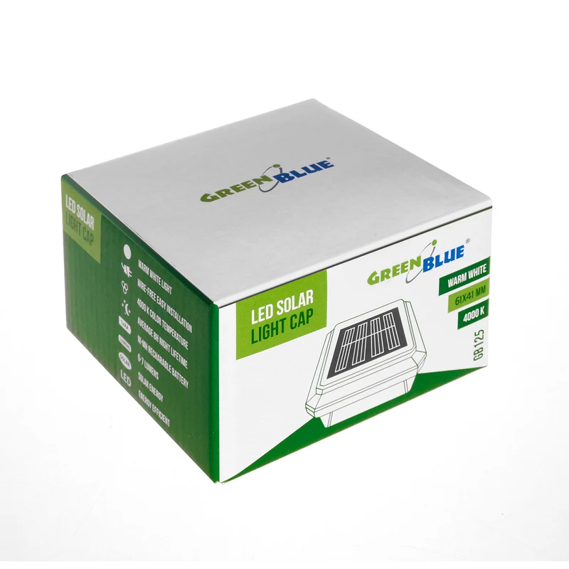 GreenBlue LED-solcellslampa, 60x40mm, kuverttak, GB125