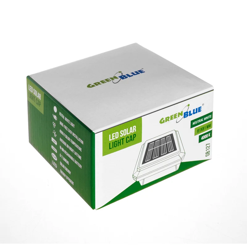 GreenBlue LED-solcellslampa, 80x80mm, kuvertskärm, GB127, 4 st