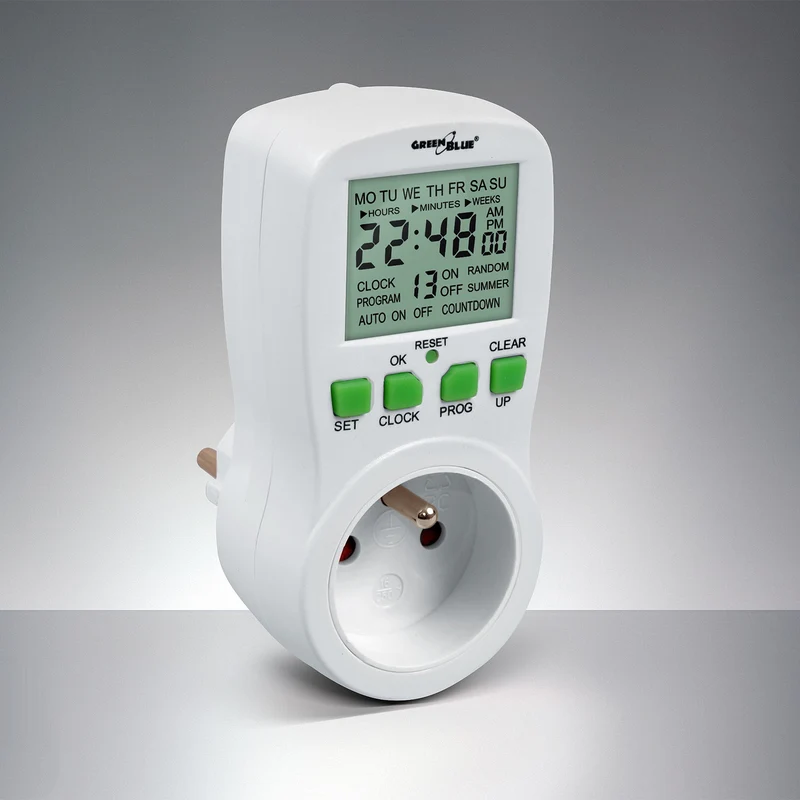 French Plug Digital Time / Timer Switch med GreenBlue GB107-stift