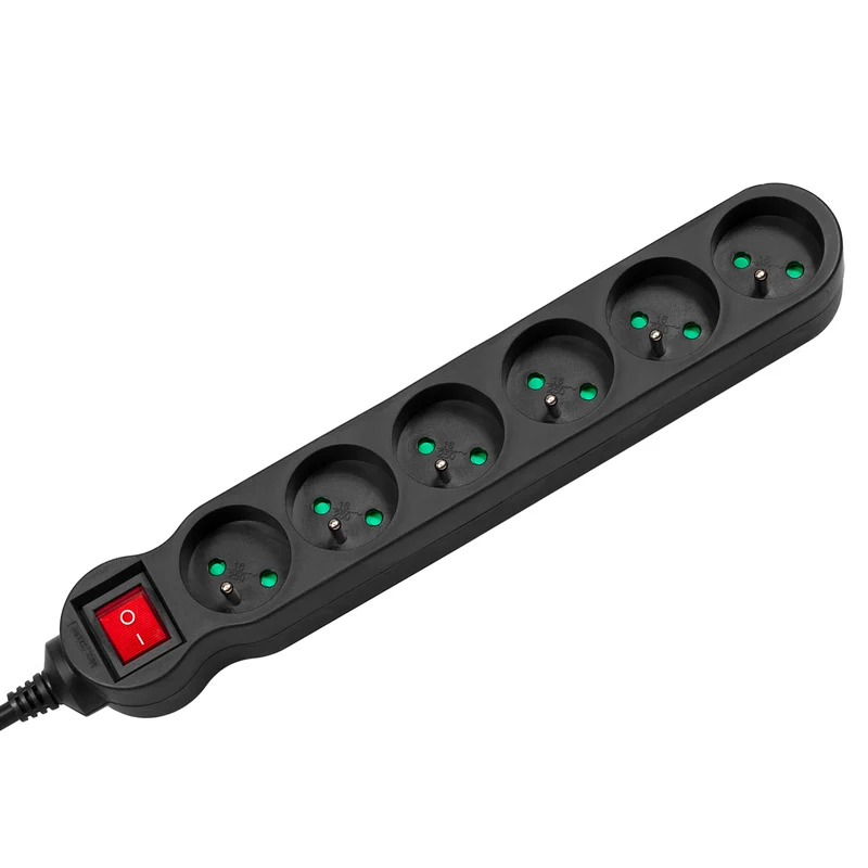 Maclean Energy power strip MCE188 Förlängningskabel med 6 uttag med strömbrytare
