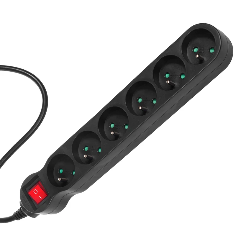 Maclean Energy power strip MCE188 Förlängningskabel med 6 uttag med strömbrytare