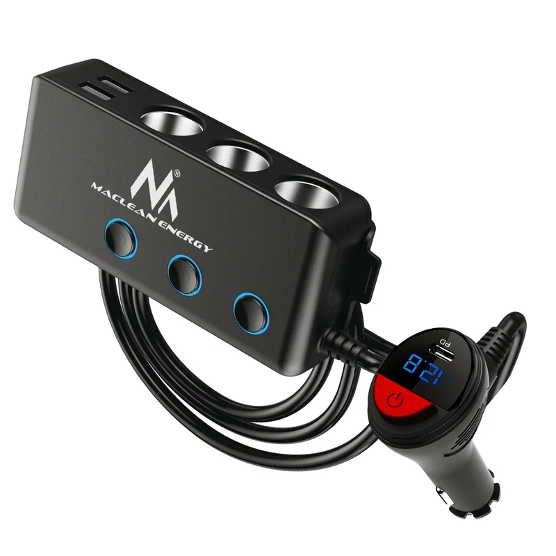 Maclean MCE218 USB-billaddare - 3 biluttag 1x Quick Charge 3.0, 3xUSB 6.8A, 1x strömförsörjning 18W, max 120W
