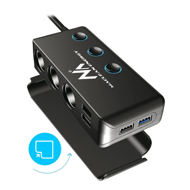 Maclean MCE218 USB-billaddare - 3 biluttag 1x Quick Charge 3.0, 3xUSB 6.8A, 1x strömförsörjning 18W, max 120W