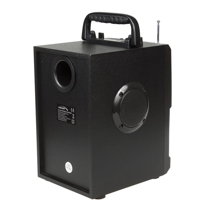 Bärbar Bluetooth-högtalare / radio / SD / MMC / aux-in / USB / belysning / fjärrkontroll / teleskopantenn / mikrofonkontakt