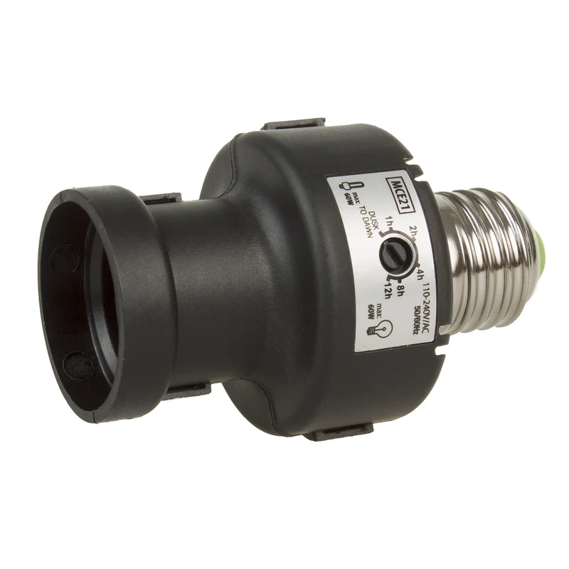 Maclean E27-lamphållare, 100W, med skymningssensor, timer, MCE21B