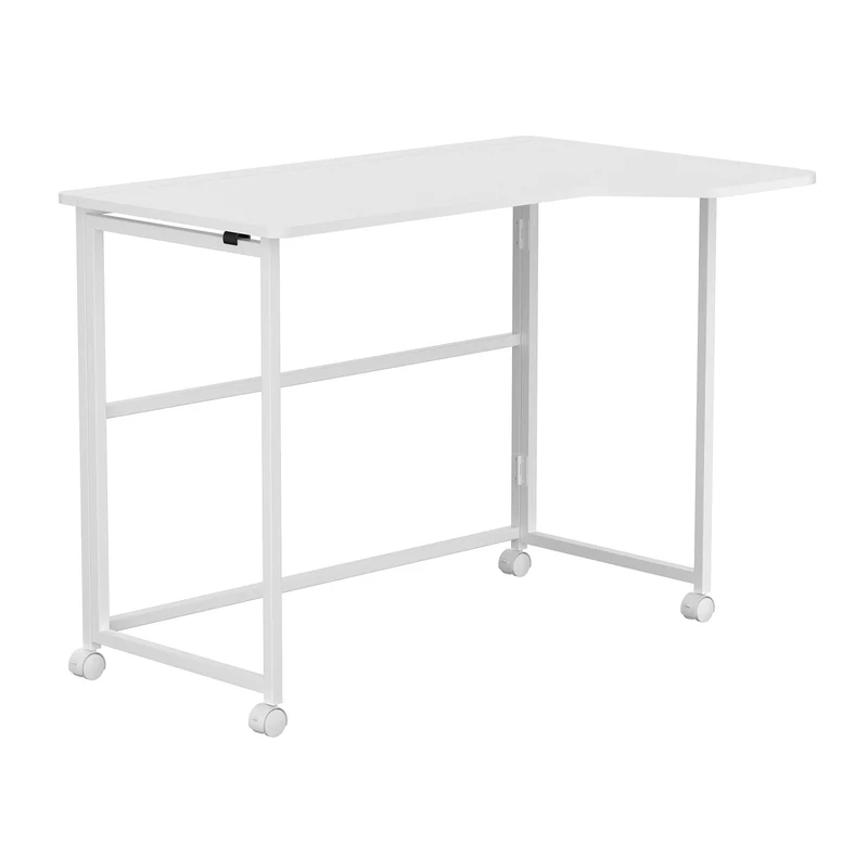 Maclean hopfällbart skrivbord, vitt, flyttbart, 100x65 cm, max. 50 kg, vinklat, L-format, MC-1250 L/W