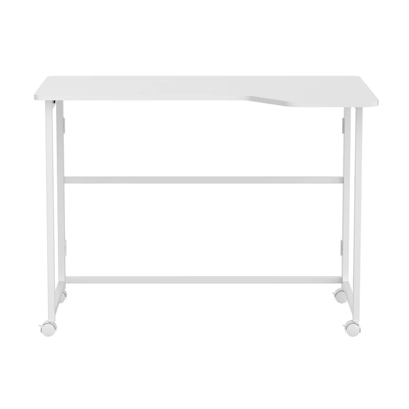 Maclean hopfällbart skrivbord, vitt, flyttbart, 100x65 cm, max. 50 kg, vinklat, L-format, MC-1250 L/W