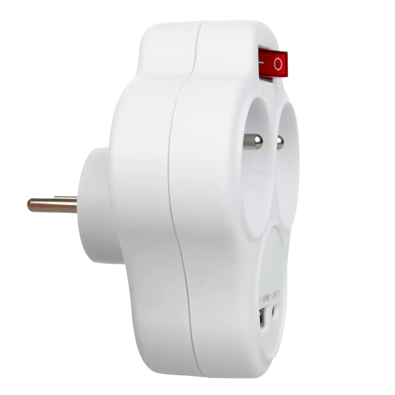 Maclean-eluttag, grenuttag med 2 uttag och USB A/C 2,4 A, typ E, 2x16 A, MCE336 E
