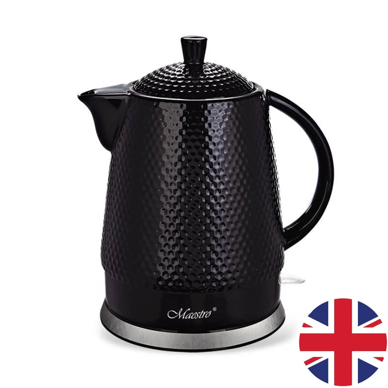 Maestro keramisk vattenkokare, 1,5 liter, 1500W, svart, MR069 UK-kontakt
